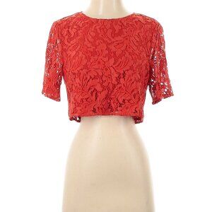 Lovers + Friends Red Lace Short Sleeve Top